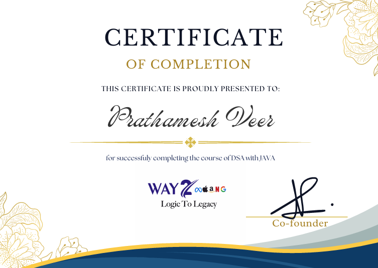 Treehouse Java Certificate Prathamesh Veer — Software Developer